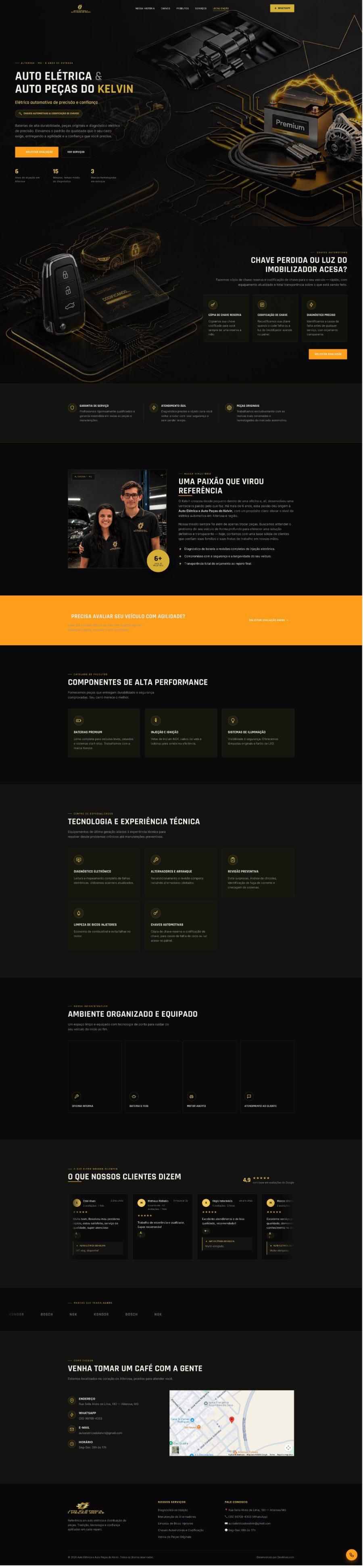 Site da Auto Elétrica do Kelvin com avaliações do Google